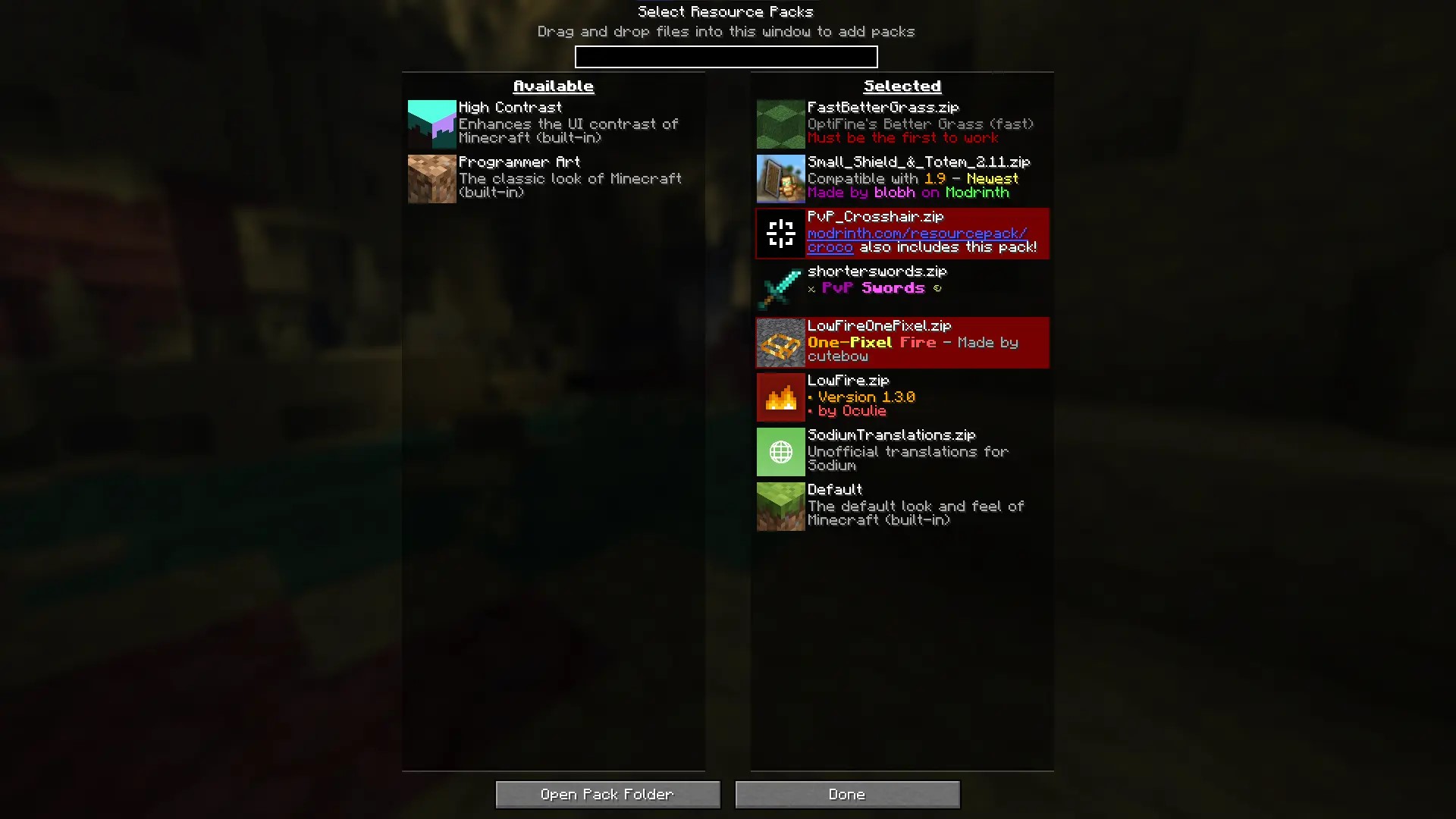 Resourcepacks order
