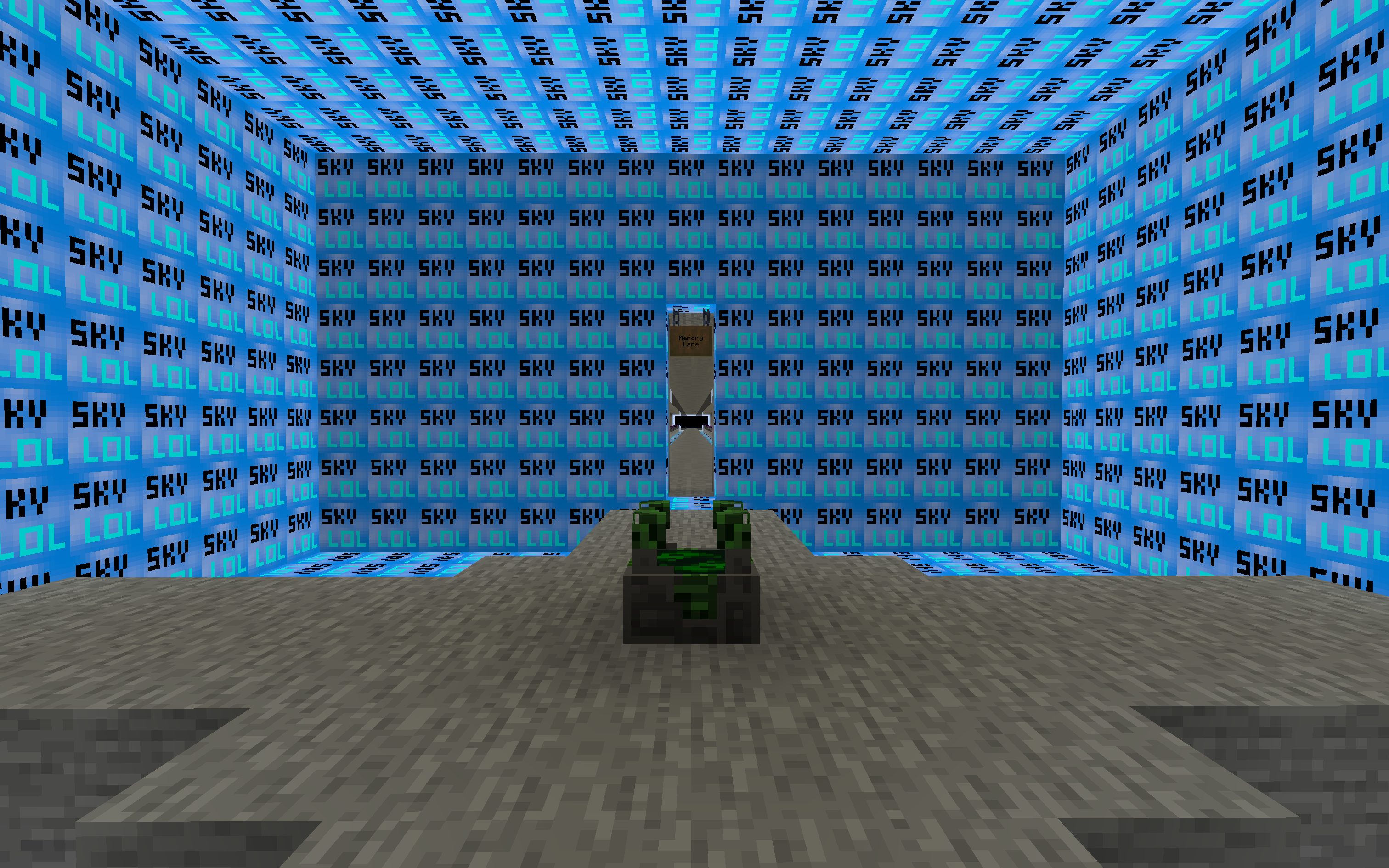the spawning room in 25w14craftmine, with the sky blocks being displayed as regular blocks instead