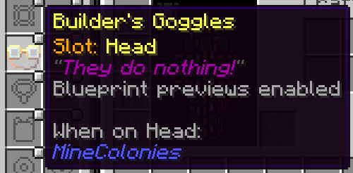 Builder's Goggles in Curio head slot
