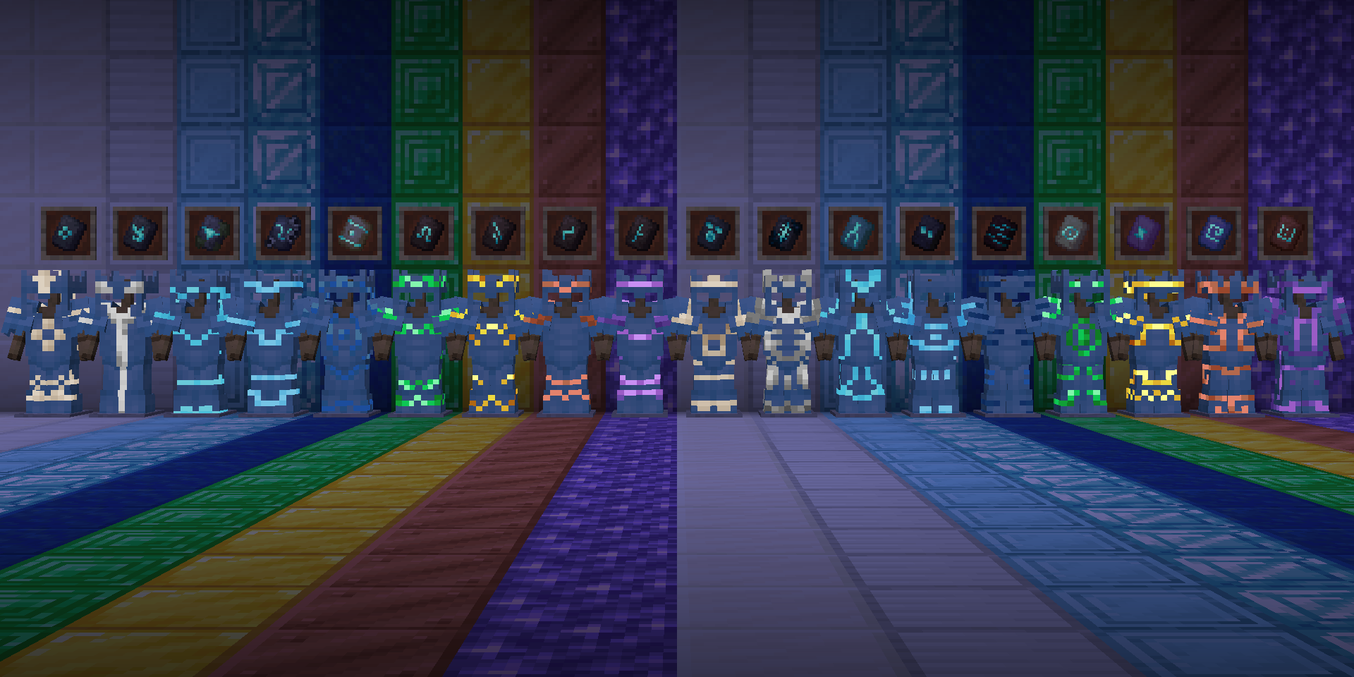 every armor trim on netherite armor in different materials