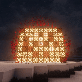 A wall of redstone lamps and copper bulbs switching from on and off randomly