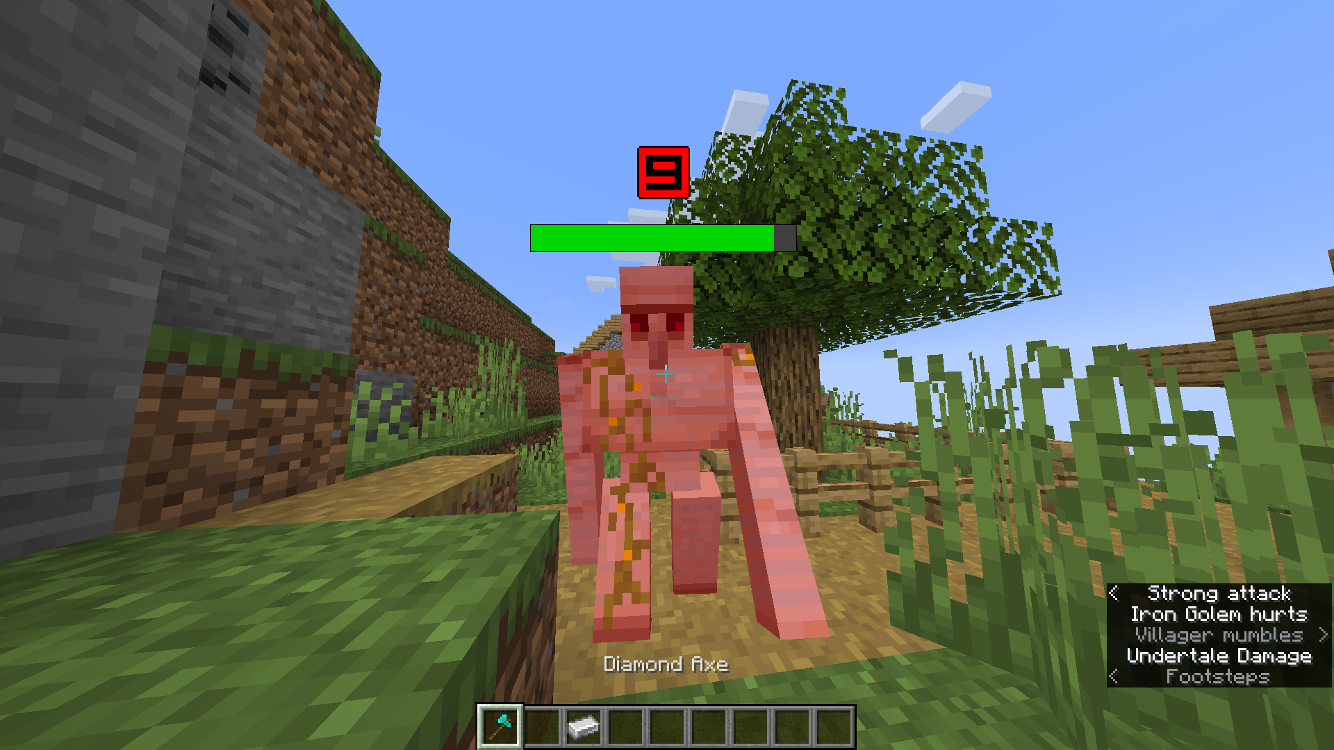 Undertale Healthbar above iron golem when attacking it
