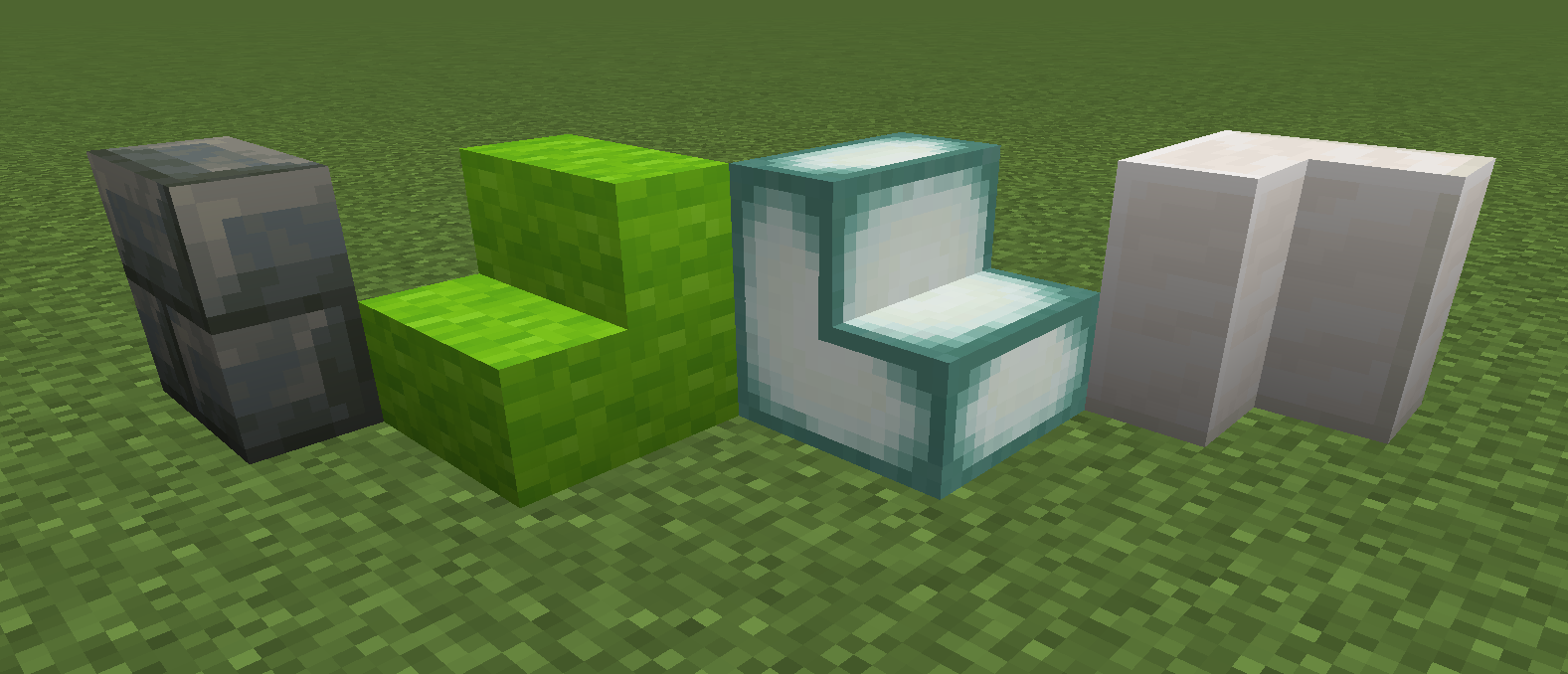 A close-up in-game screenshot showing the detailed textures of the mod blocks