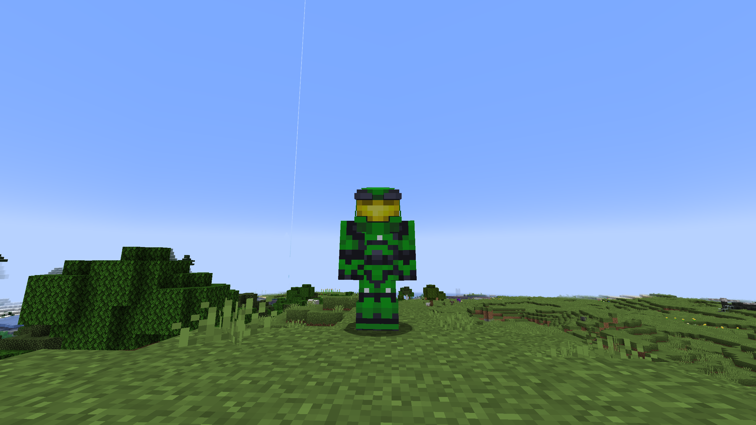 An image of the Mark Five MJOLNIR armor, in a bright green color, worn by the player.