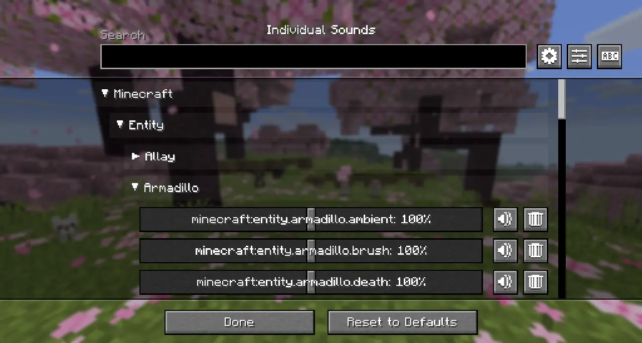 Individual Sounds screen.