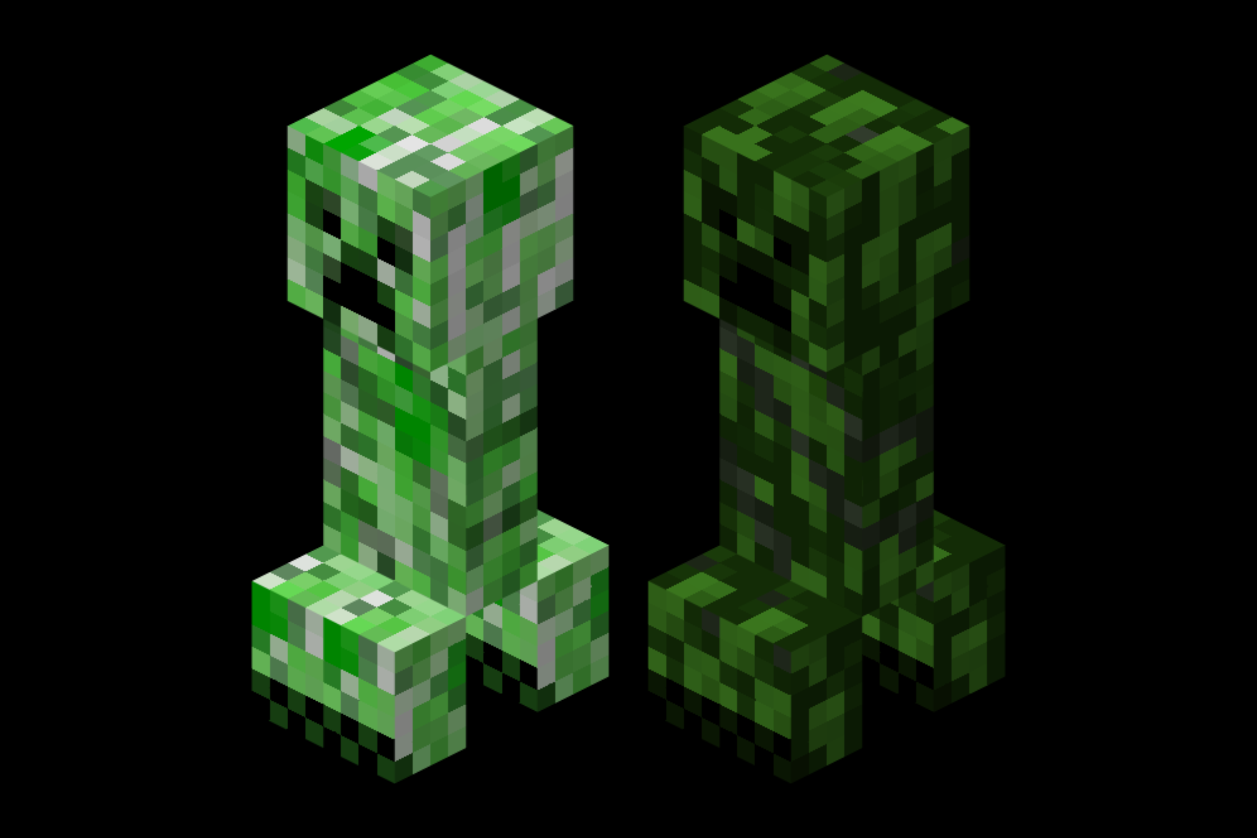 (example of the creeper texture compared to the original)