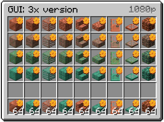 3x gui scale honeycomb indicators on copper blocks
