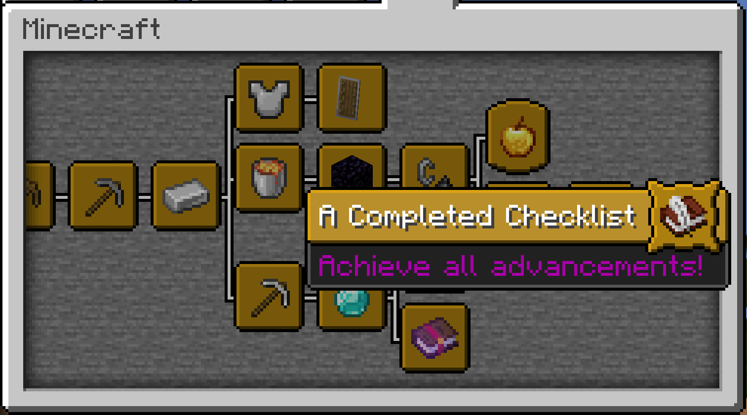 The advancement visible in the Minecraft category