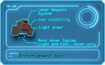 Enforcement Bot Holographic data sheet, best ever future mod for minecraft!