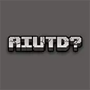 The text "A I U T D ?" in a Minecraft style font overlayed on a light gray background