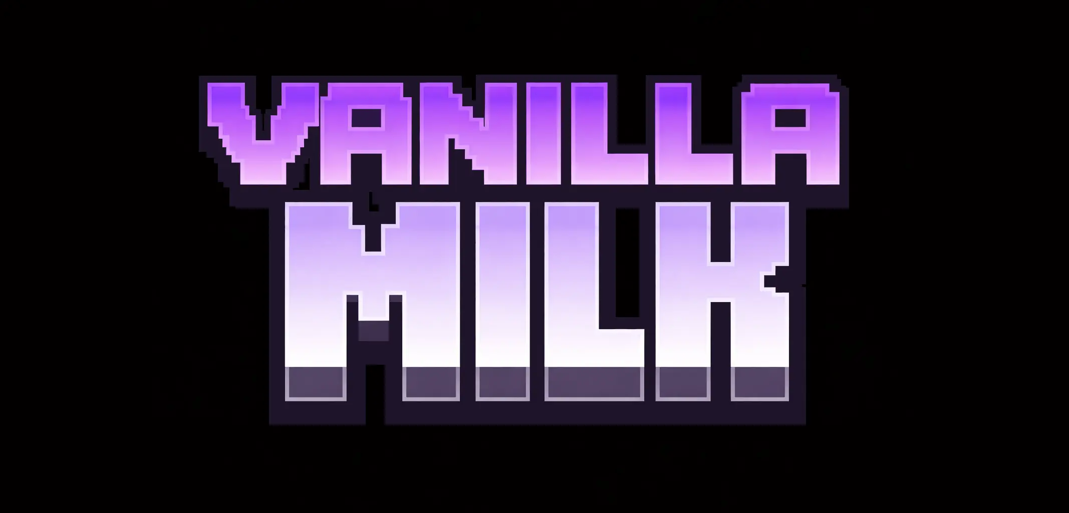 'Vanilla Milk' text in stylized, blocky text on a black background.