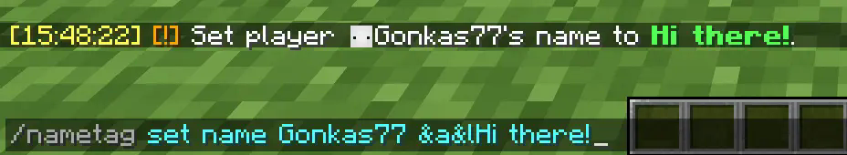 /nametag set name Gonkas77 &a&lHi there!
