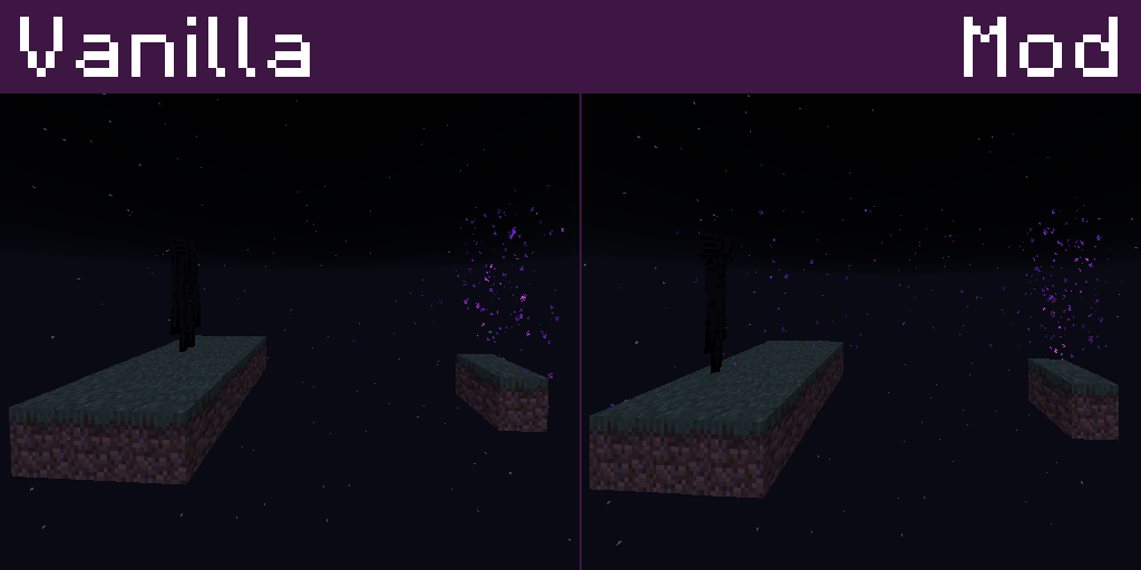 Left vanilla, right mod. Vanilla enderman has no trail, mod has enderman trail.