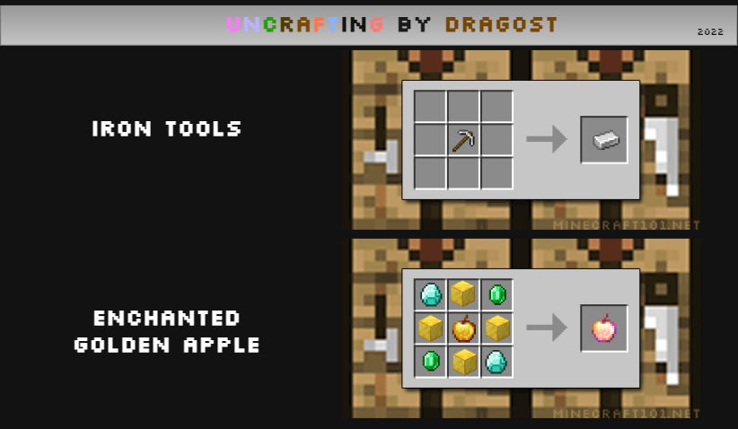 Uncrafting recipes