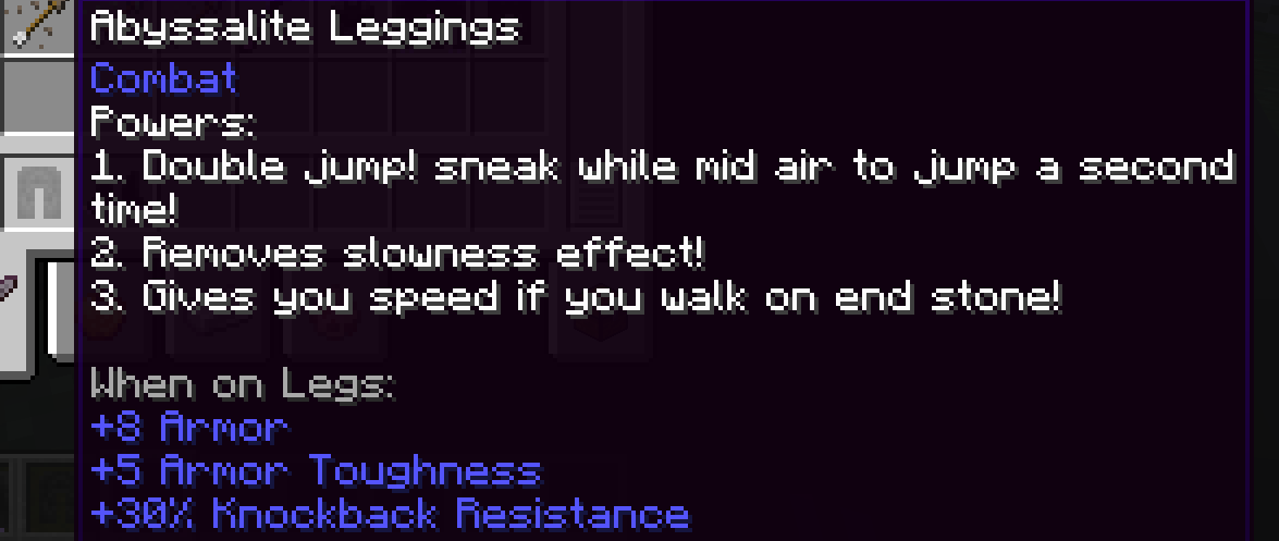 Abyssalite Legging Power Descriptions