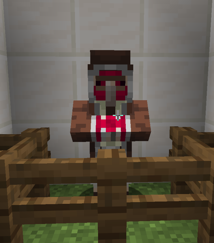 Golem themed Trader holding a rose