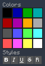 screenshot: The color grid and style buttons within the edit alert screen