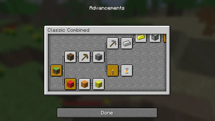 showcase of a few advancements to help guide a player through the mod if needed