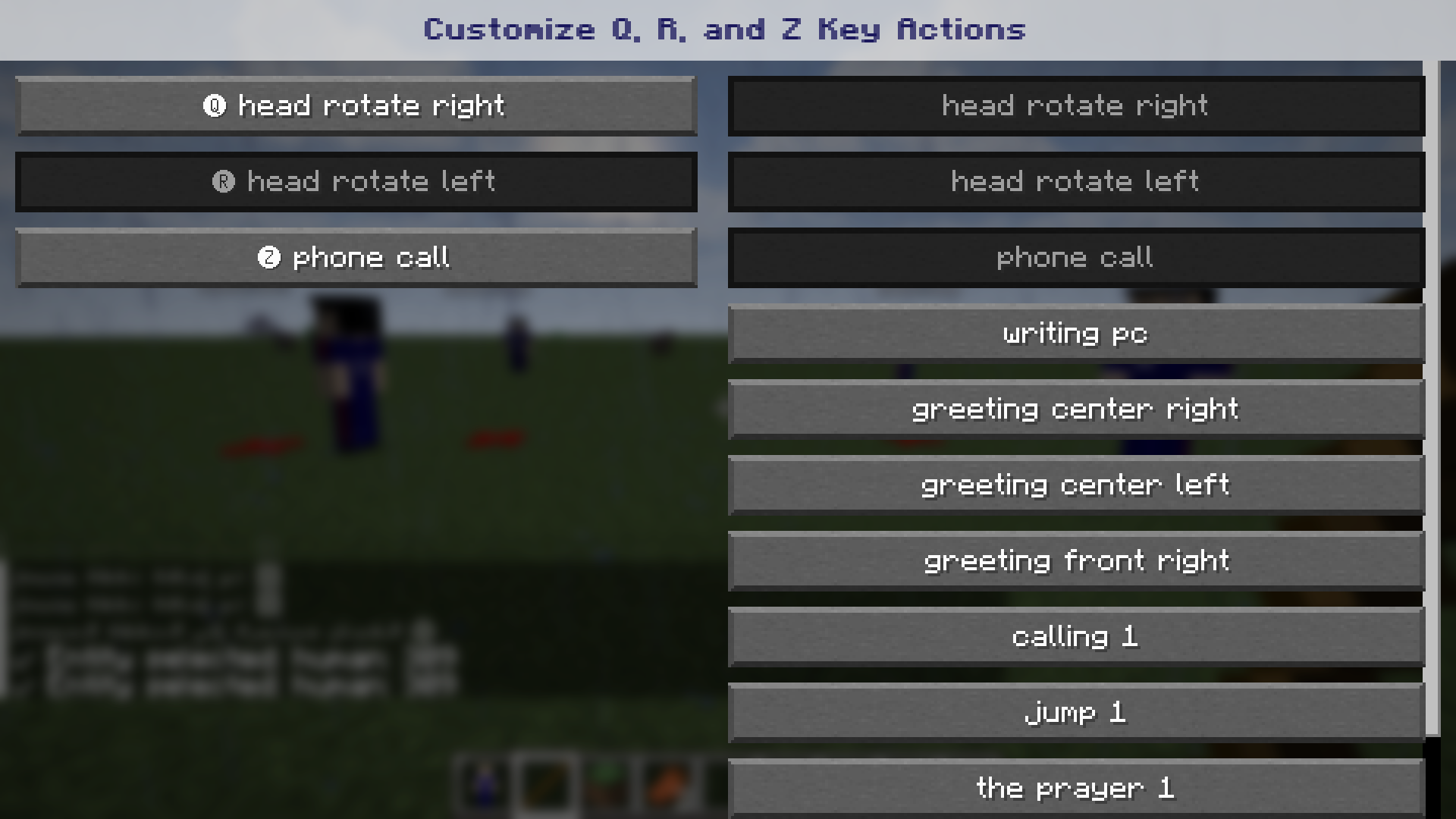 Customize Q, R, and Z Key Actions