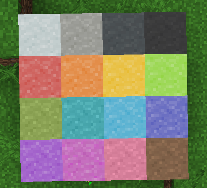 All 16 color variants of Stained Clay