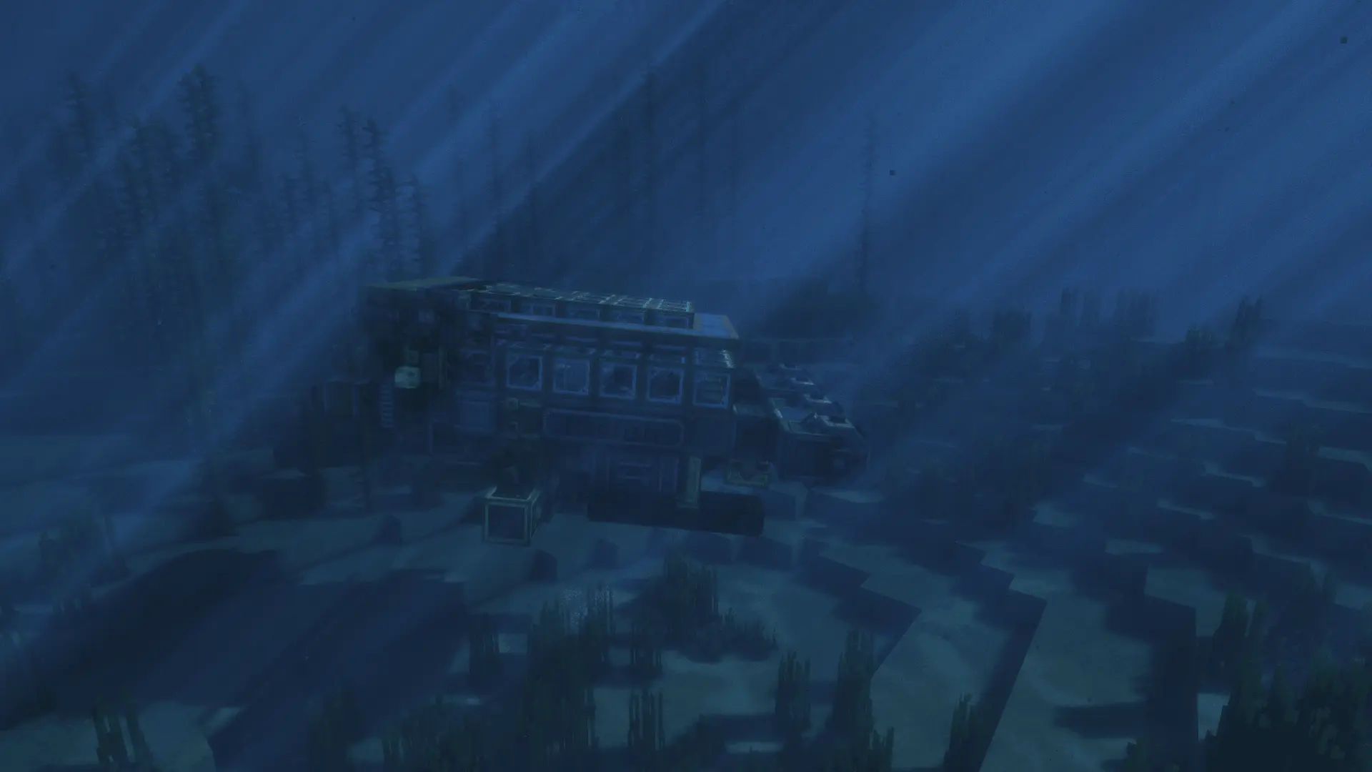 A submarine deep in the sea