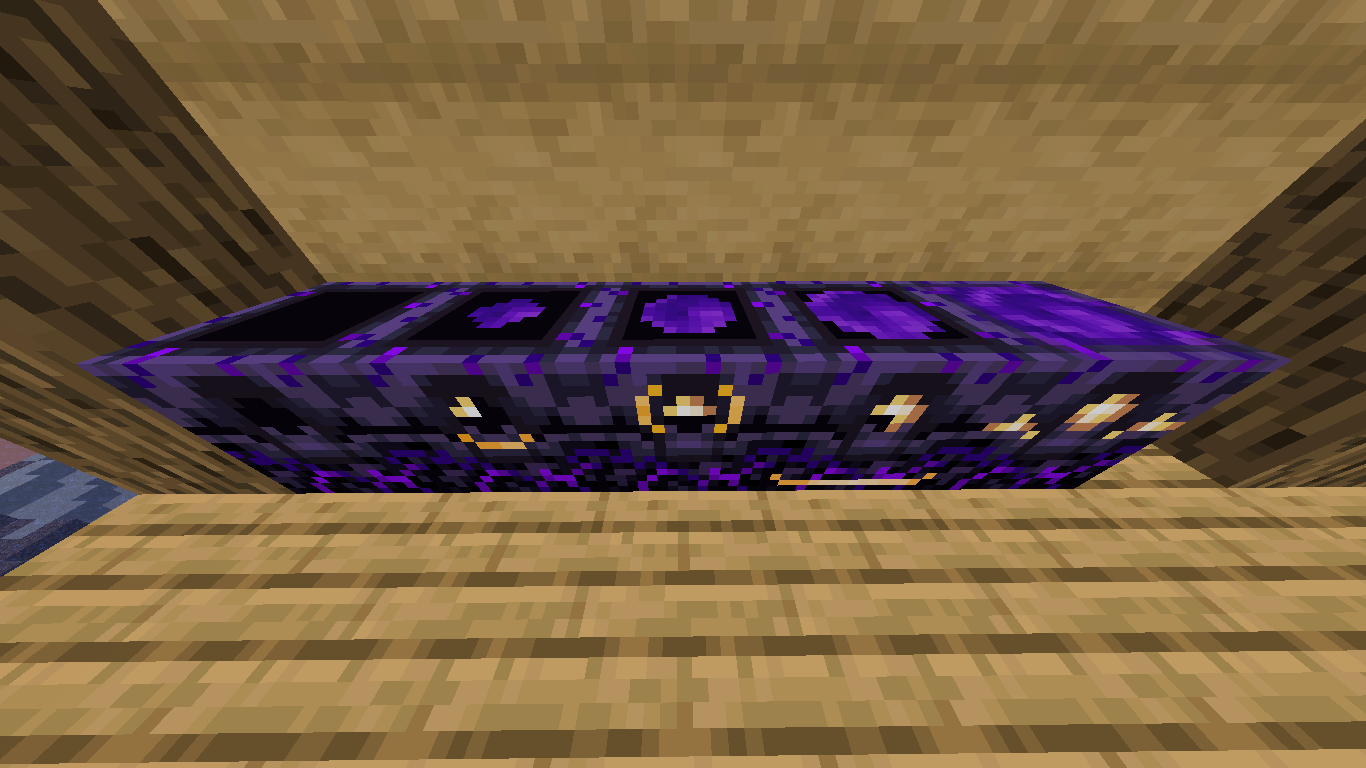 A screenshot of a line of respawn anchors, all with different stages. Shot from the front.