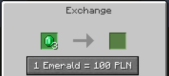 3 emeralds in the exchange menu