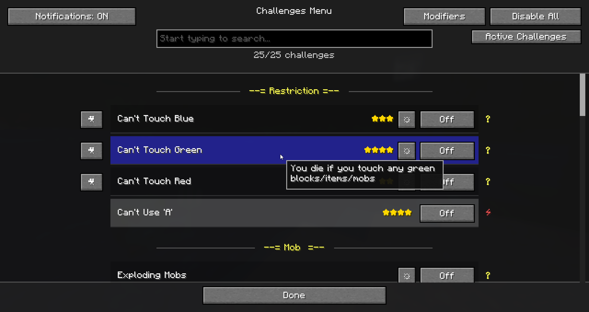 6T4 Menu Screen