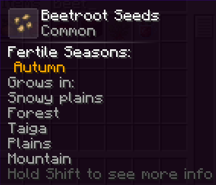 Biome restriction display