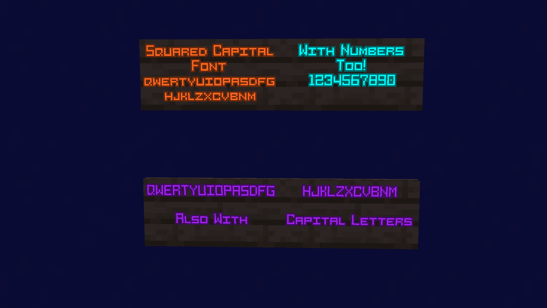 A showcase of the letters and numbers