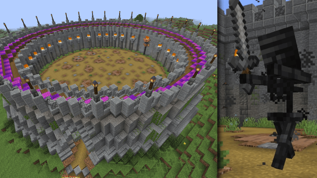 PVP Arena where you can battle custom mob bosses for cash!