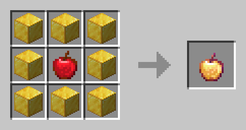 You can craft an enchanted golden apple by placing an apple in the center of the crafting grid and surrounding it with 8 gold blocks.