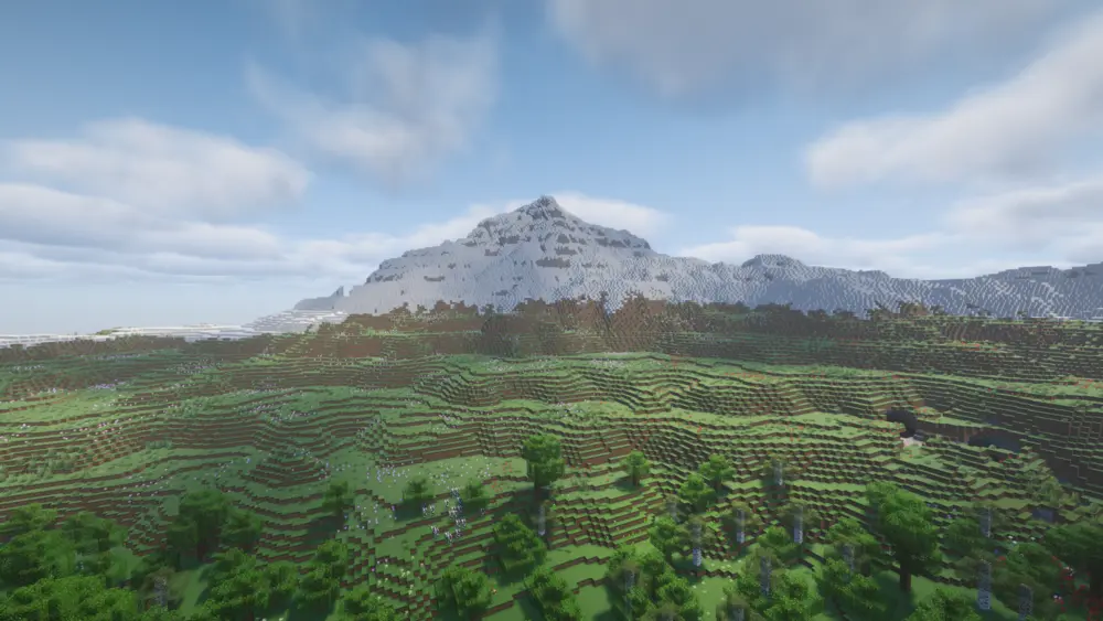 A mountain with hydraulic erosion layers visible. Generated with Project-Regon