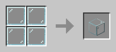 4 glass panes to craft 1 glass block