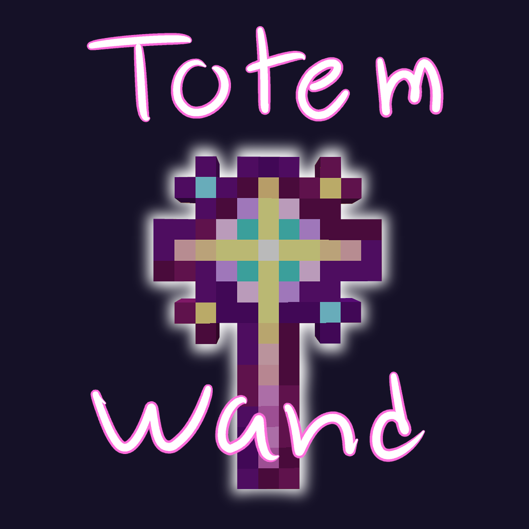 Totem wand, pink, yellow, purple.