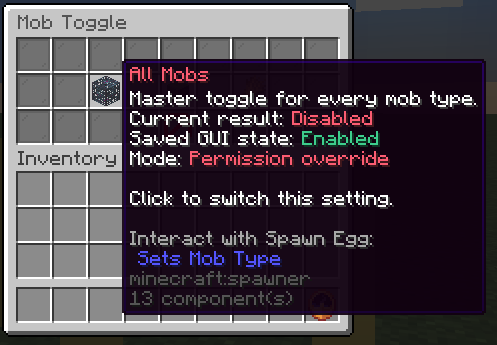 Permission override example in the GUI