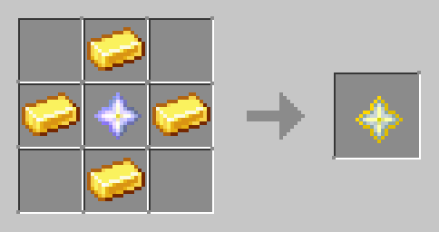 1 nether star surrounded by 4 gold ingots creating a Gilded Nether Star