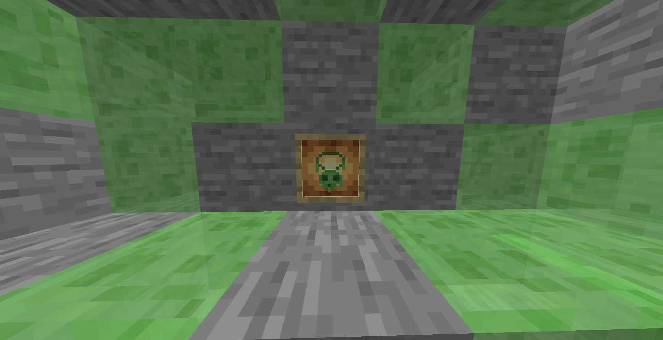 The Slime Charm in an item frame near some slime blocks