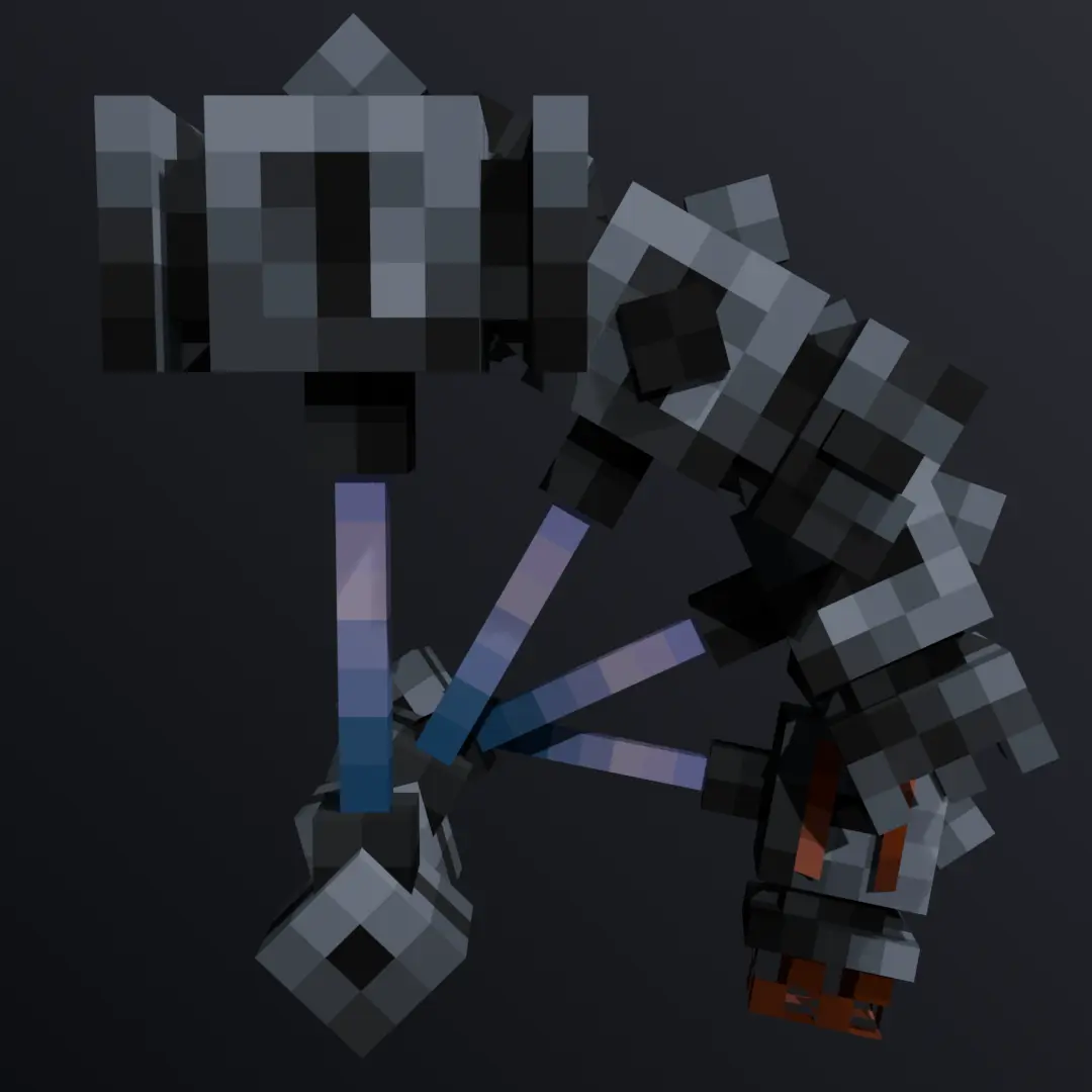 Four hammers positioned in a spiral pattern on a dim gradient background.