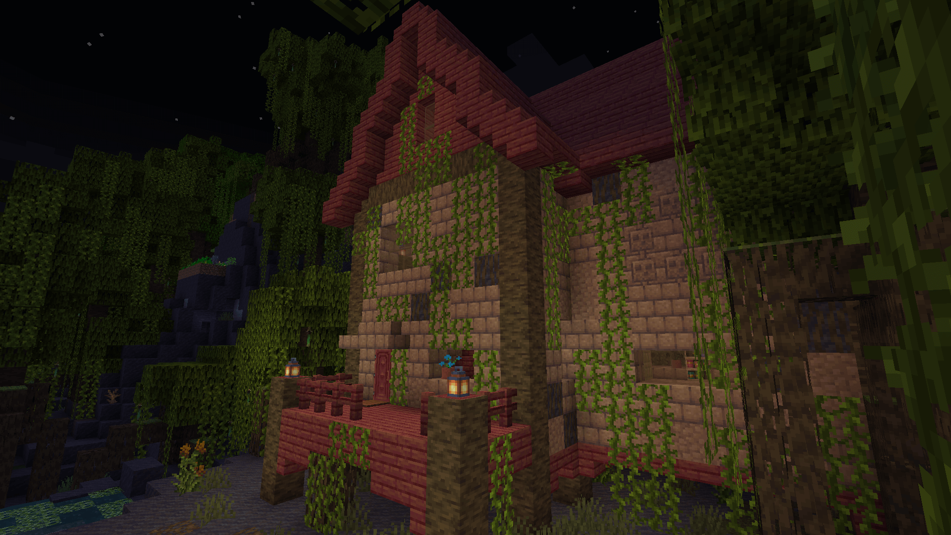 Swamp Villa at night