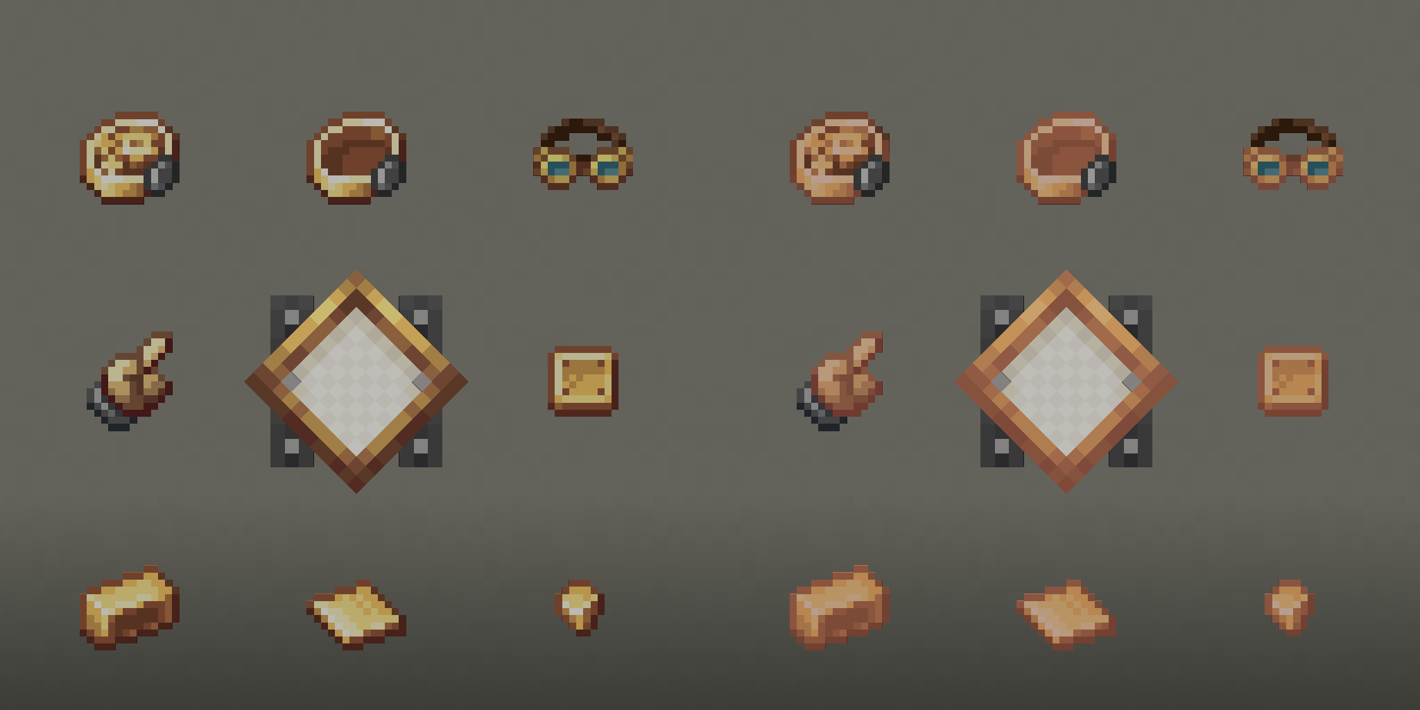 Comparison between Original Textures on the left and Changed Textures on the right.