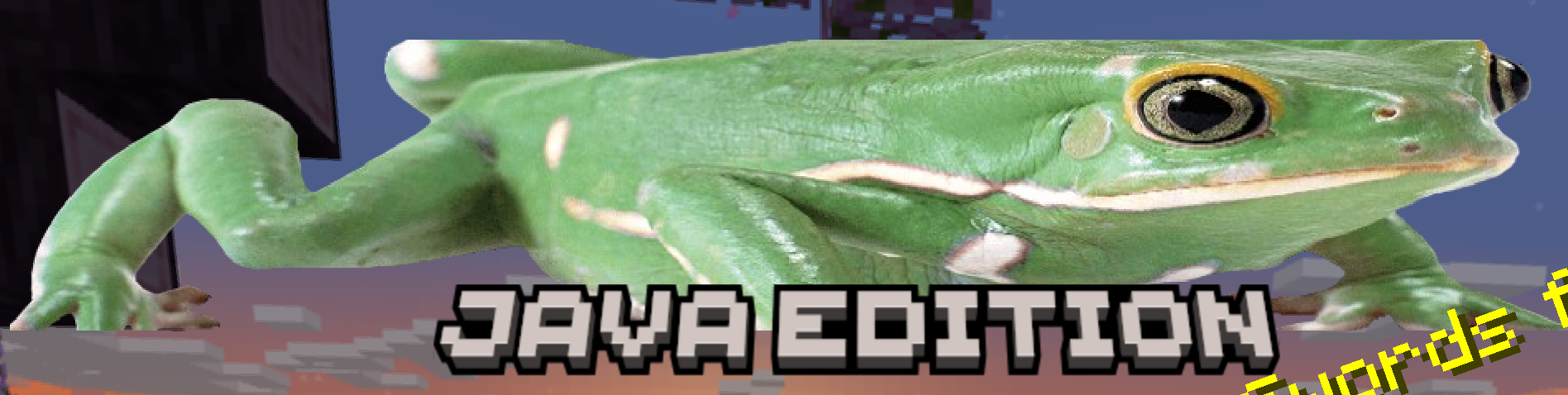 the Minecraft logo fully replaced with an image of a frog