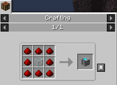 8 redstone adn 1 glass block