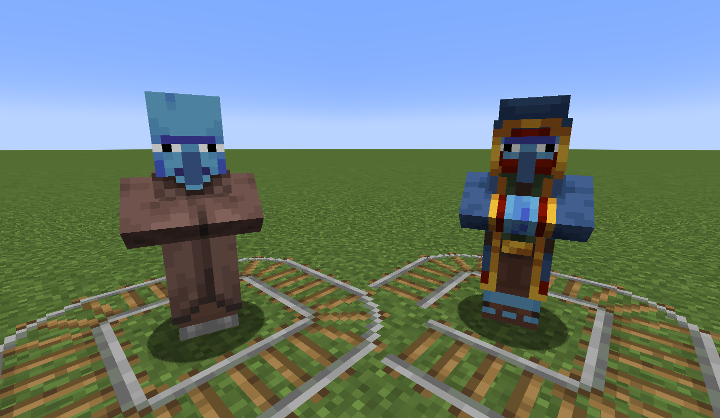 Blue Villager and Wandering Trader