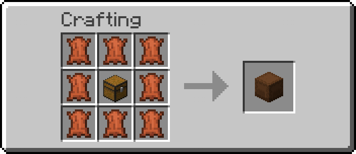 Crafting recipe for the Leather Box item.