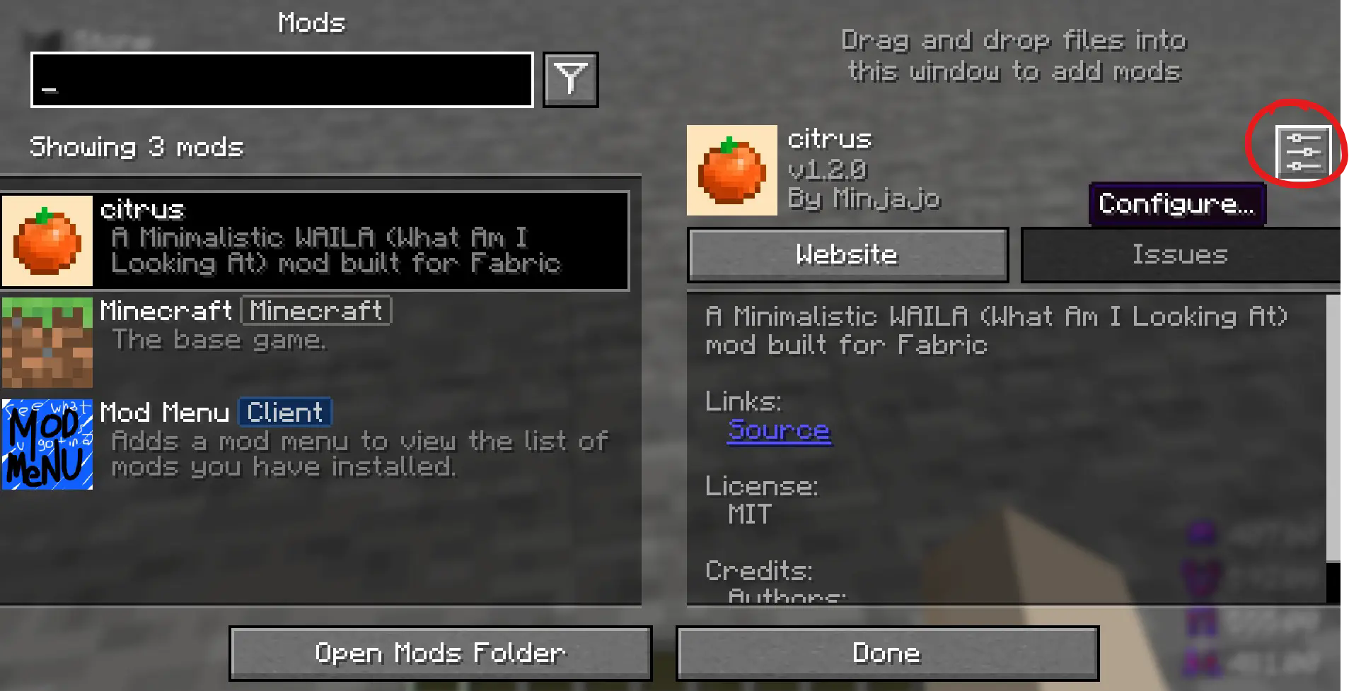 configure button location