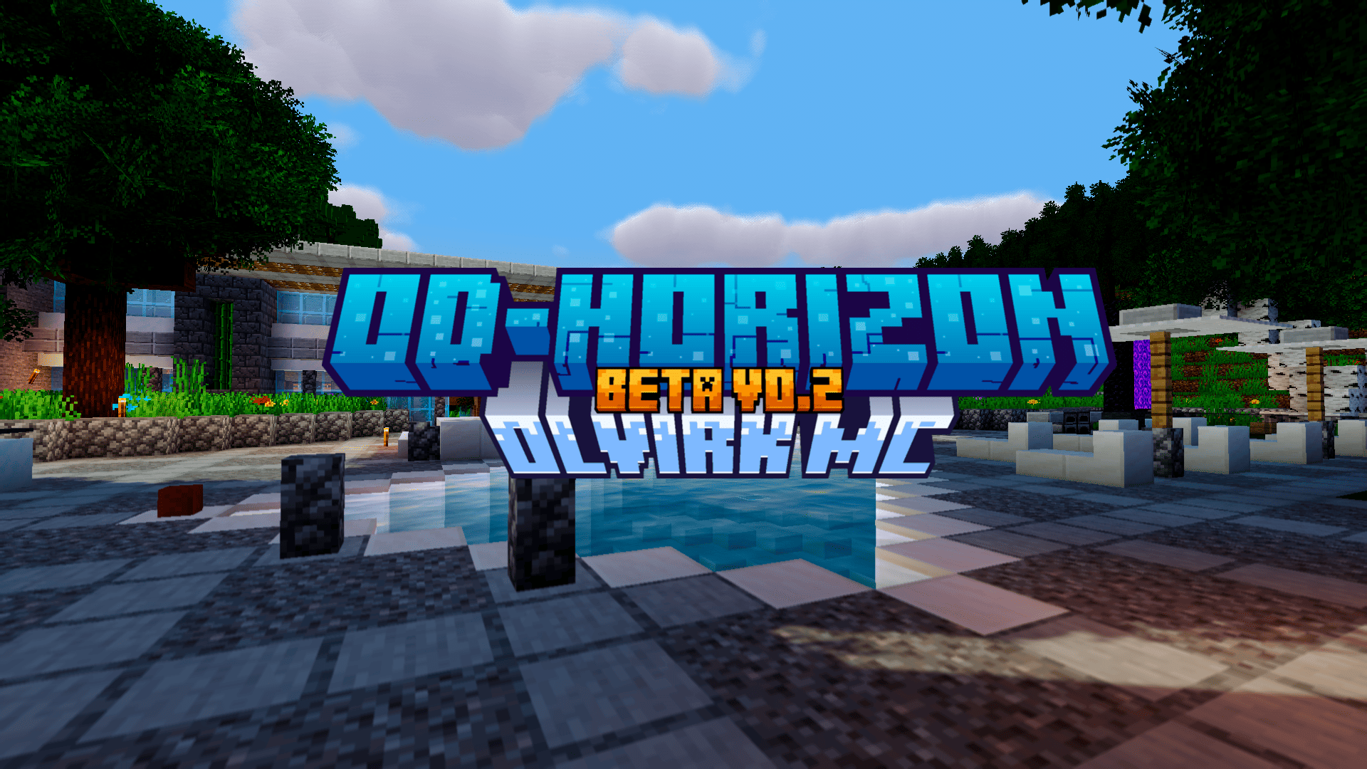 This is the shader banner, featuring a bluish sky with realistic clouds in the background.