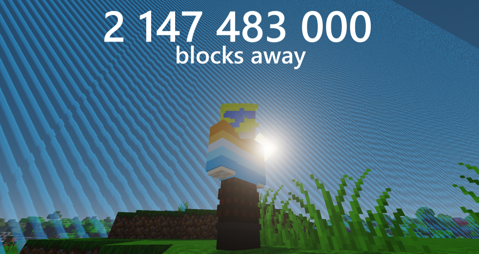 world border at 2147483000 blocks away (not the 32 bit limit, game would crash if i loaded those chunks)