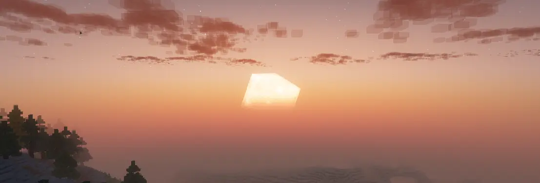 A Minecraft sunset using this resource pack.