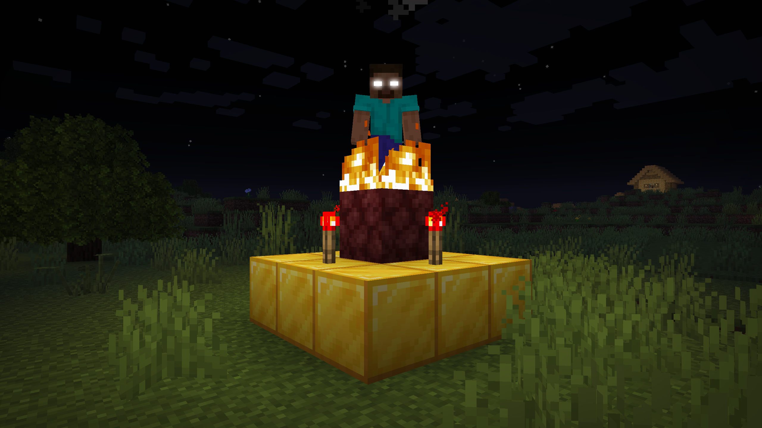 A structure for summoning Herobrin, with Herobrin standing on it